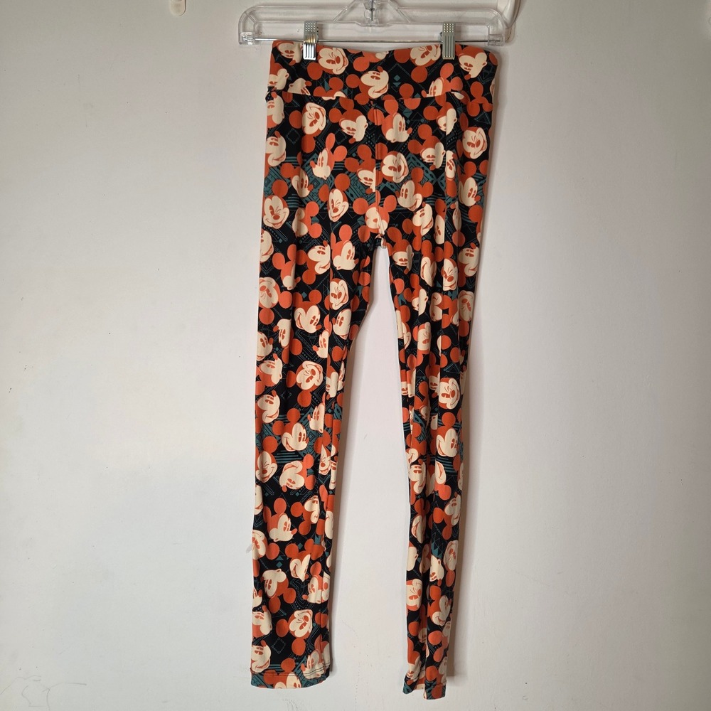 LuLaRoe Disney Mickey Mouse Leggings Orange Teal Geometric OS‎ One Size Women